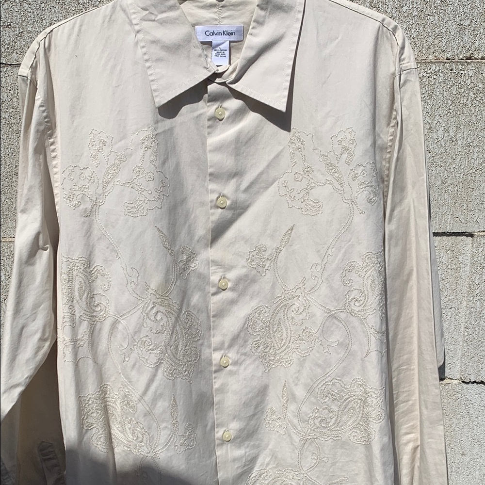 Calvin Klein Cream Embroidered Shirt